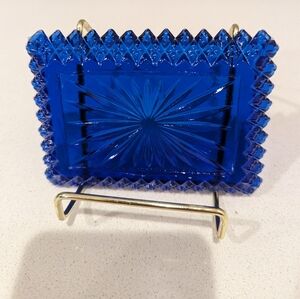 Beautiful Vintage blue glass trinket/soap dish